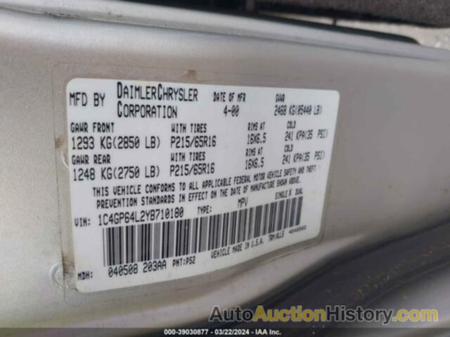CHRYSLER TOWN & COUNTRY LIMITED, 1C4GP64L2YB710180