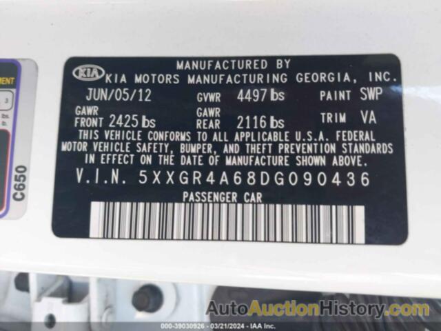 KIA OPTIMA SX, 5XXGR4A68DG090436