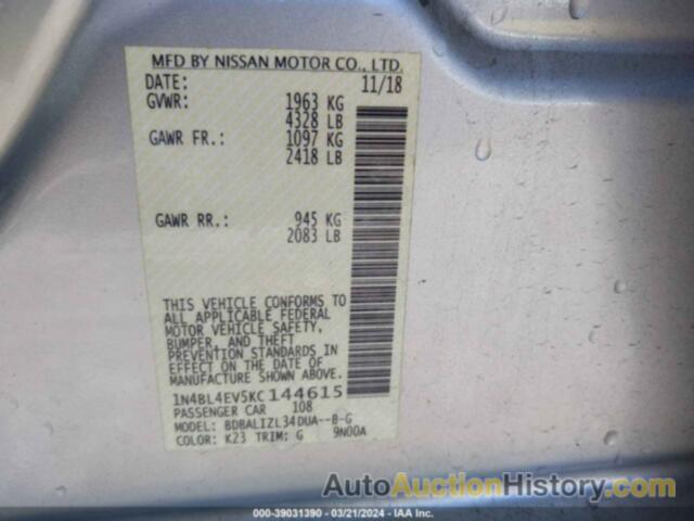 NISSAN ALTIMA 2.5 SL, 1N4BL4EV5KC144615