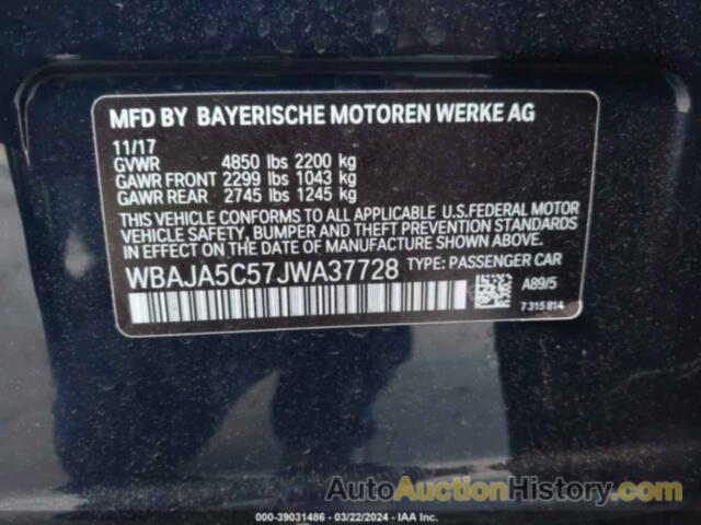 BMW 530 I, WBAJA5C57JWA37728