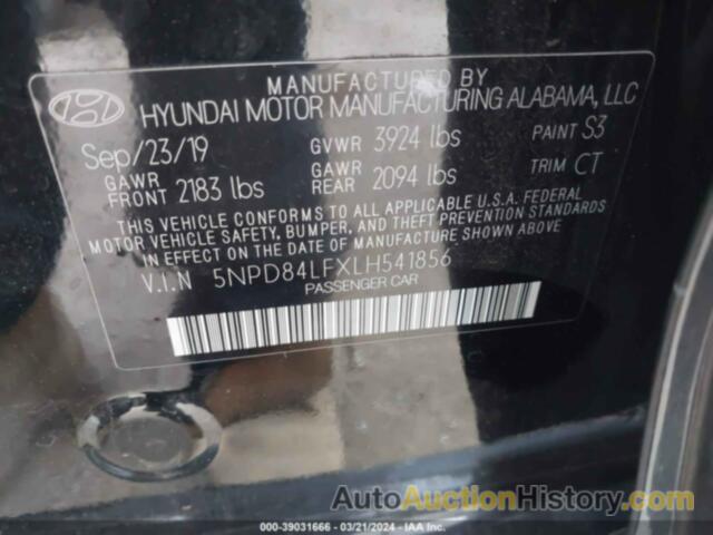 HYUNDAI ELANTRA SEL, 5NPD84LFXLH541856