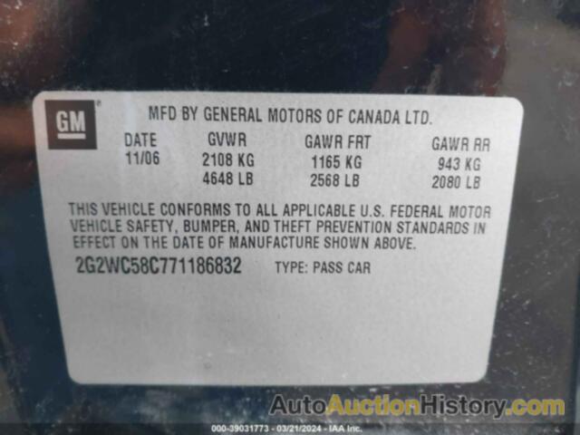 PONTIAC GRAND PRIX GXP, 2G2WC58C771186832