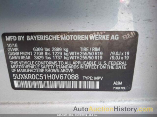 BMW X5 XDRIVE35I, 5UXKR0C51H0V67088