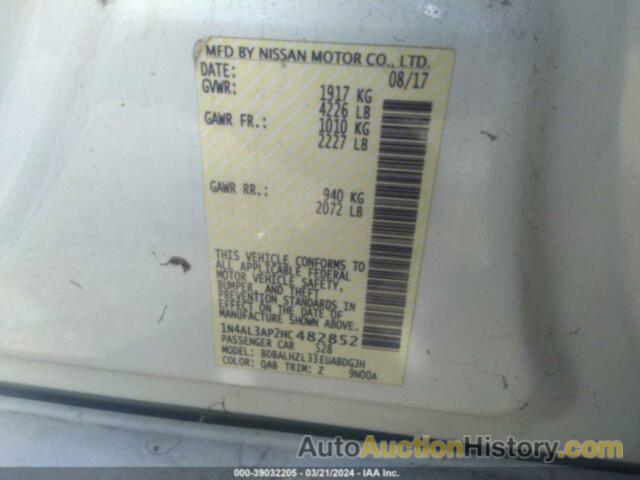 NISSAN ALTIMA 2.5 SR, 1N4AL3AP2HC482852