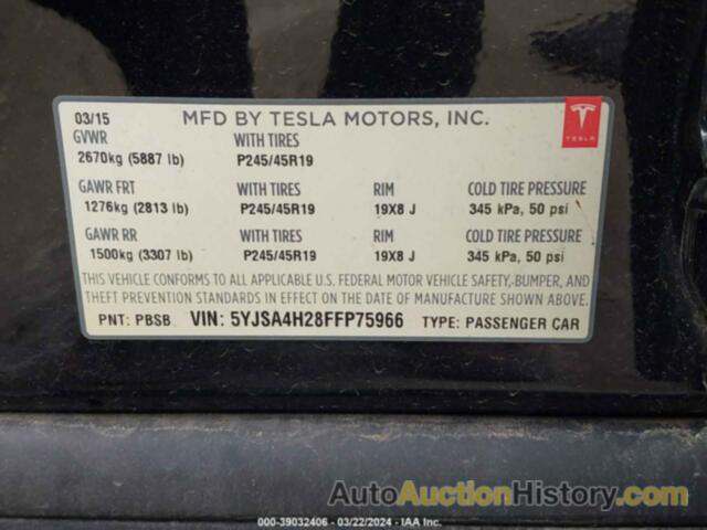 TESLA MODEL S 85D, 5YJSA4H28FFP75966