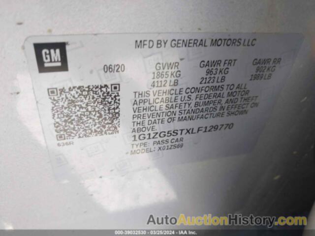 CHEVROLET MALIBU FWD RS, 1G1ZG5STXLF129770