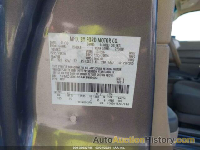 FORD ESCAPE XLS, 1FMCU0C76AKB65403