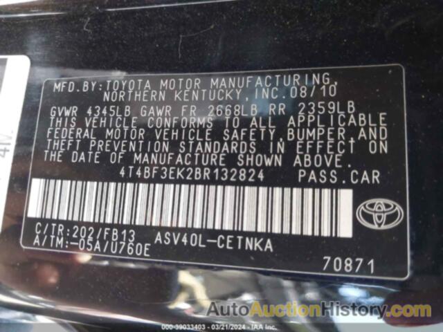 TOYOTA CAMRY LE, 4T4BF3EK2BR132824