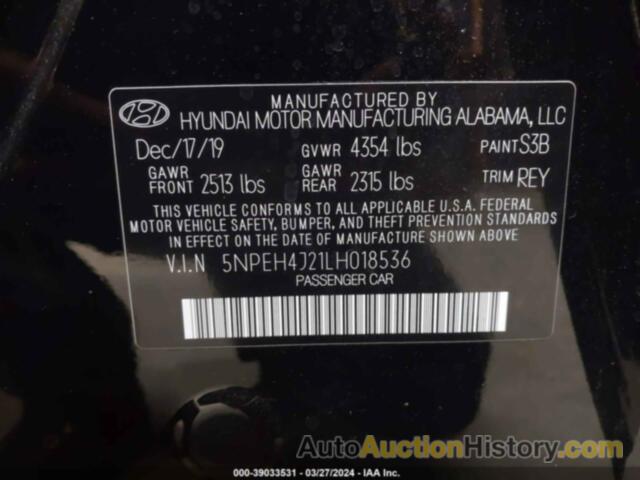 HYUNDAI SONATA LIMITED, 5NPEH4J21LH018536