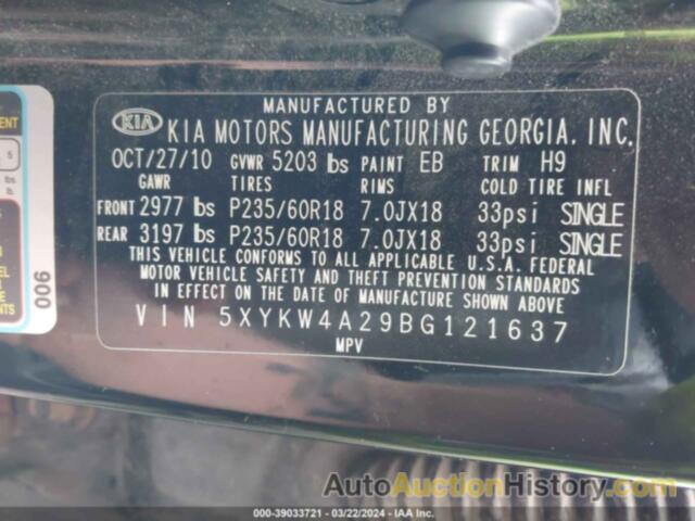 KIA SORENTO SX V6, 5XYKW4A29BG121637