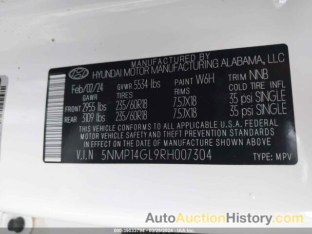 HYUNDAI SANTA FE SE, 5NMP14GL9RH007304