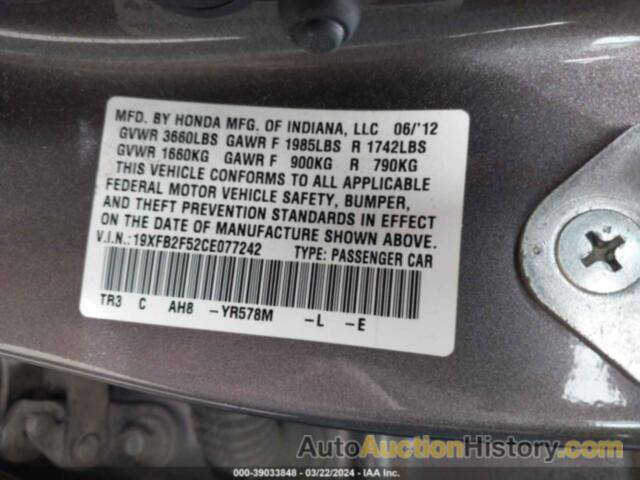 HONDA CIVIC LX, 19XFB2F52CE077242