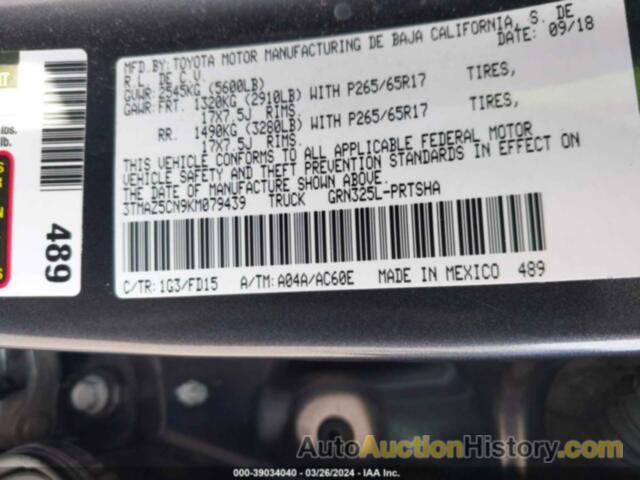 TOYOTA TACOMA TRD OFF ROAD, 3TMAZ5CN9KM079439