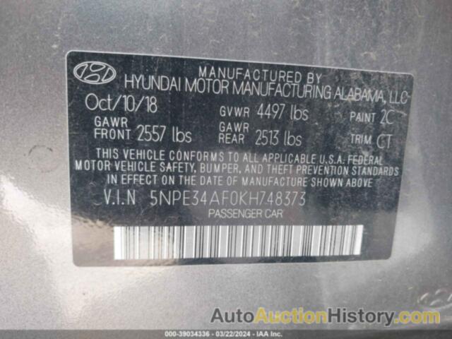 HYUNDAI SONATA SEL, 5NPE34AF0KH748373