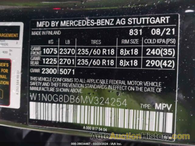 MERCEDES-BENZ GLC 300, W1N0G8DB6MV324254