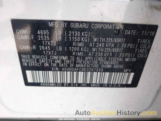 SUBARU OUTBACK 2.5I PREMIUM, 4S4BSAFCXK3267556