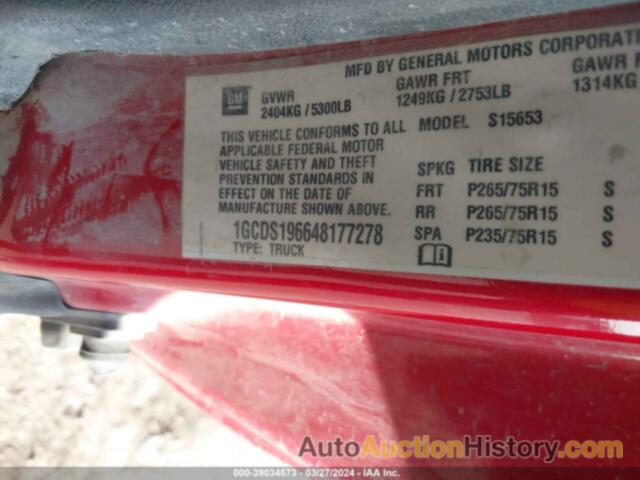 CHEVROLET COLORADO LS, 1GCDS196648177278