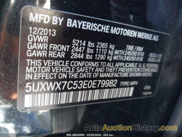 BMW X3 XDRIVE35I, 5UXWX7C53E0E79982