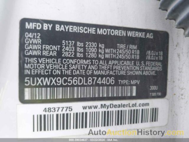 BMW X3 XDRIVE28I, 5UXWX9C56DL874406