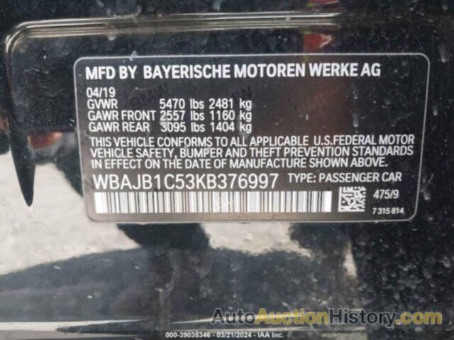 BMW 530E XDRIVE IPERFORMANCE, WBAJB1C53KB376997