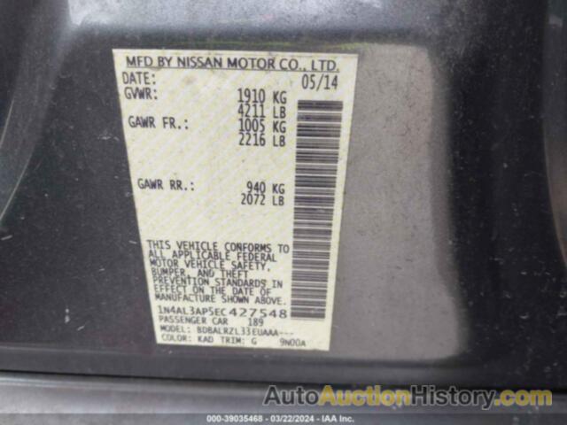 NISSAN ALTIMA 2.5/S/SV/SL, 1N4AL3AP5EC427548