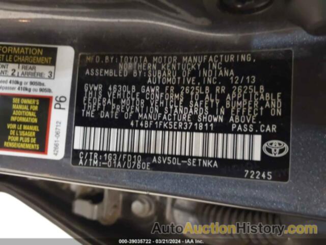 TOYOTA CAMRY LE, 4T4BF1FK5ER371811