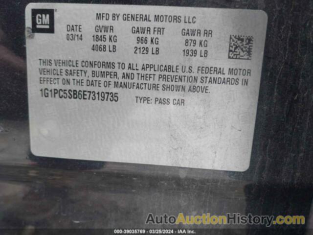 CHEVROLET CRUZE 1LT AUTO, 1G1PC5SB6E7319735