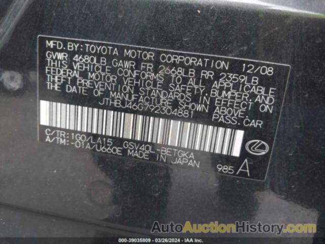 LEXUS ES 350, JTHBJ46G792304881