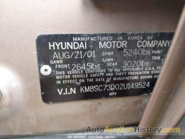 HYUNDAI SANTA FE GLS/LX, KM8SC73D02U149524