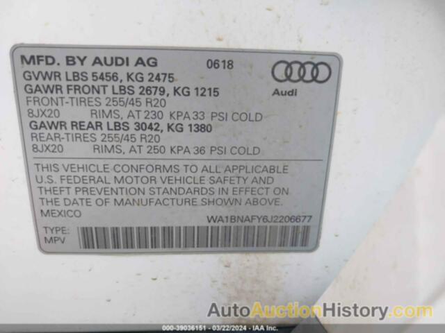 AUDI Q5 2.0T PREMIUM/2.0T TECH PREMIUM, WA1BNAFY6J2206677