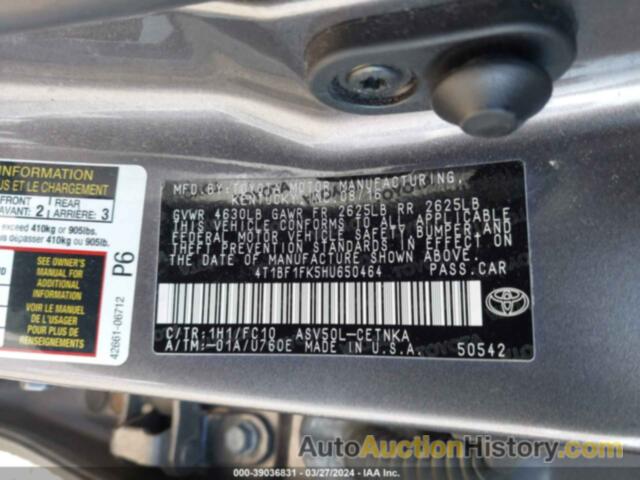 TOYOTA CAMRY LE, 4T1BF1FK5HU650464