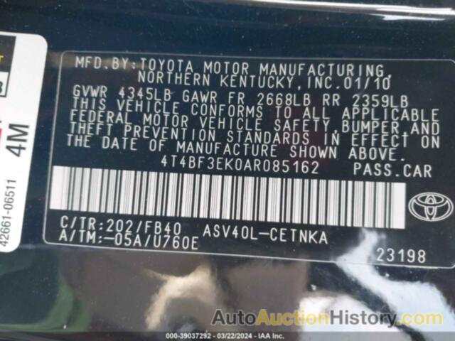 TOYOTA CAMRY LE, 4T4BF3EK0AR085162