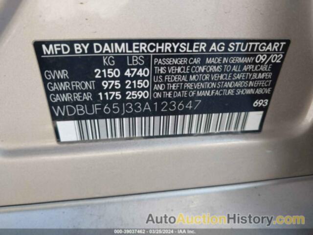 MERCEDES-BENZ E 320, WDBUF65J33A123647