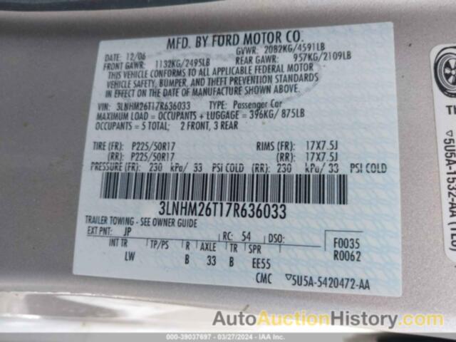 LINCOLN MKZ, 3LNHM26T17R636033