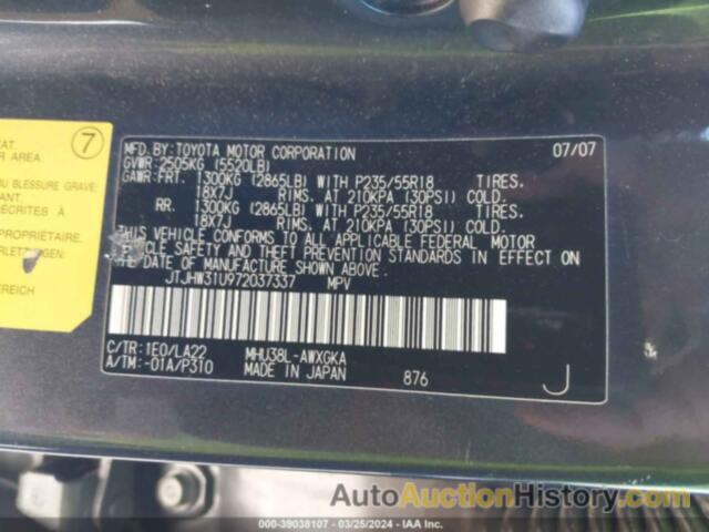 LEXUS RX 400H, JTJHW31U972037337