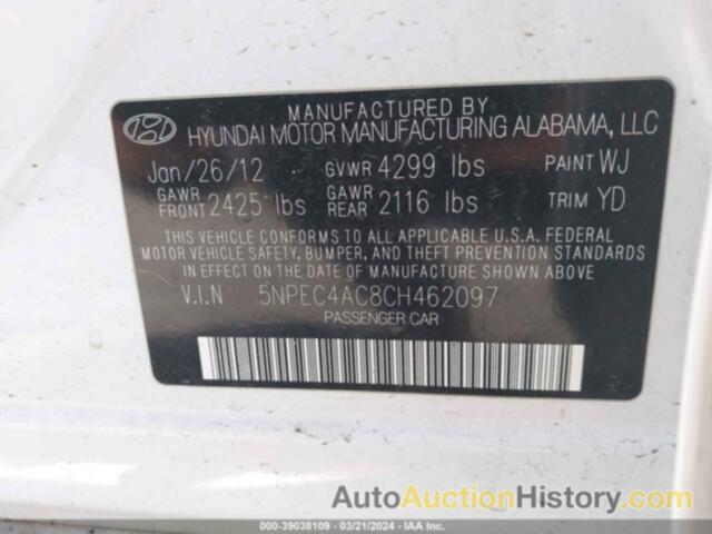 HYUNDAI SONATA LIMITED, 5NPEC4AC8CH462097