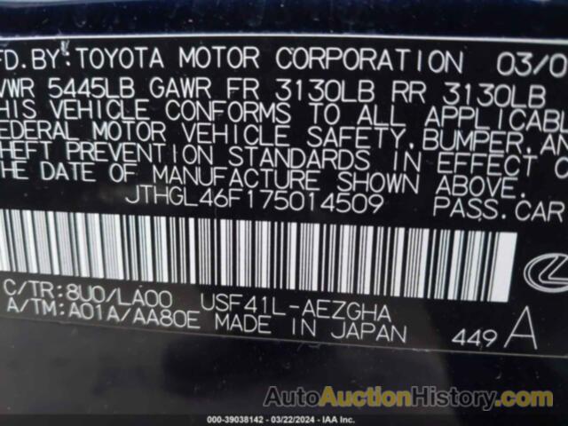 LEXUS LS 460 460L, JTHGL46F175014509