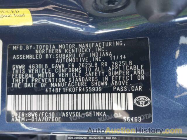 TOYOTA CAMRY LE, 4T4BF1FK0FR455939