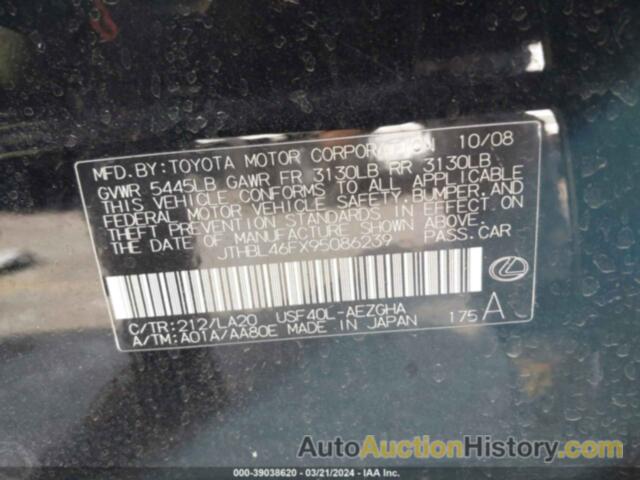 LEXUS LS 460, JTHBL46FX95086239