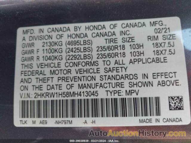 HONDA CR-V 2WD EX, 2HKRW1H58MH413045