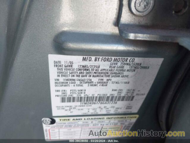 FORD FREESTYLE LIMITED, 1FMDK06176GA31236