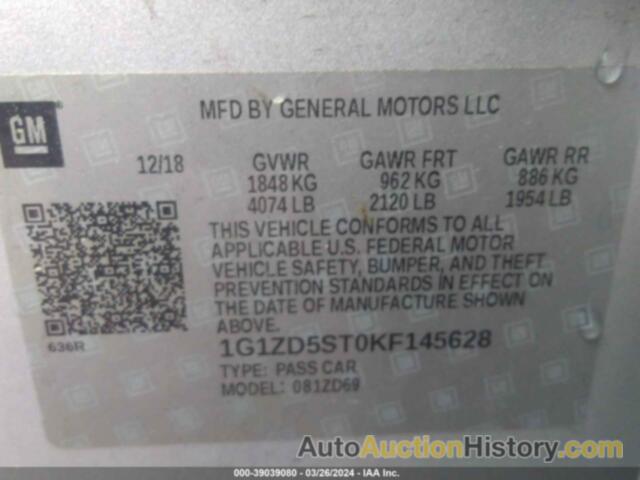 CHEVROLET MALIBU LT, 1G1ZD5ST0KF145628