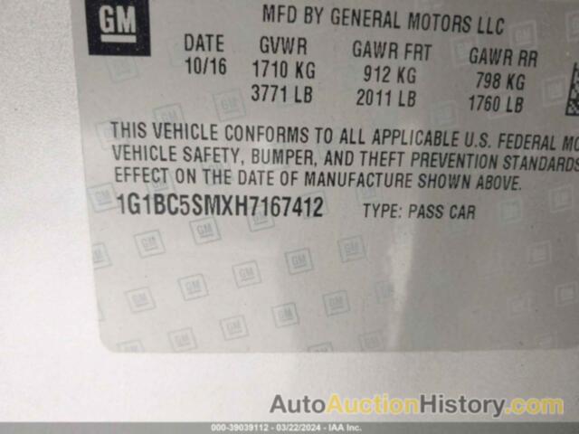 CHEVROLET CRUZE LS, 1G1BC5SMXH7167412