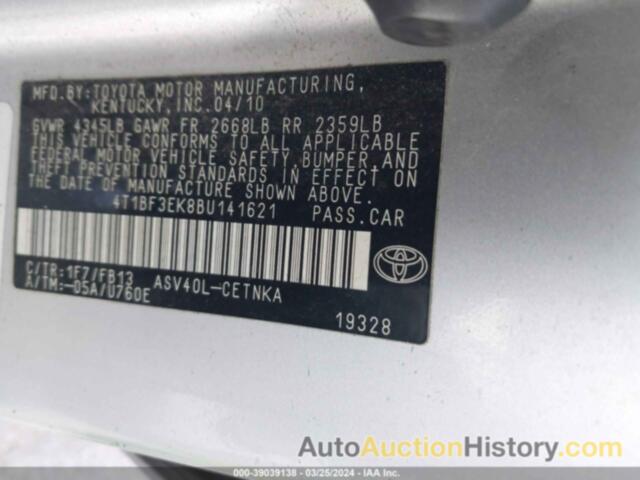 TOYOTA CAMRY LE, 4T1BF3EK8BU141621