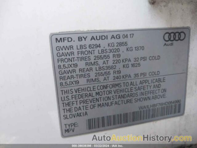 AUDI Q7 2.0T PREMIUM, WA1LHBF76HD054990