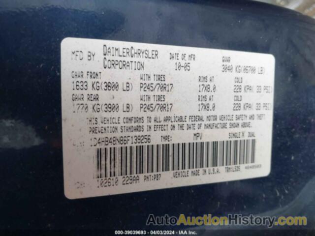 DODGE DURANGO SLT, 1D4HB48N86F139256