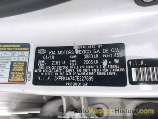 KIA FORTE LX, 3KPFK4A74JE227899