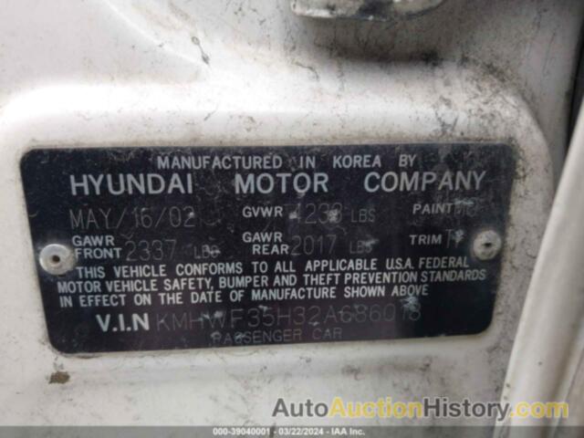 HYUNDAI SONATA GLS/LX, KMHWF35H32A686018