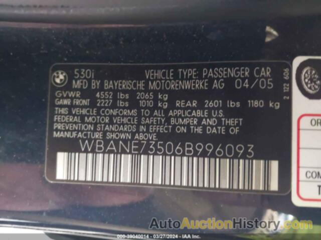 BMW 530I, WBANE73506B996093