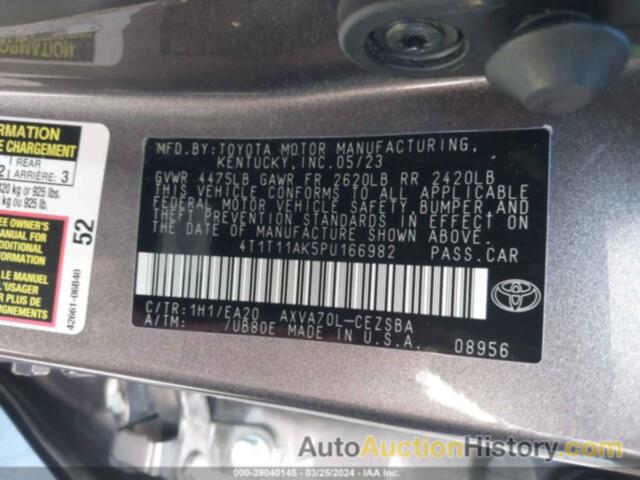 TOYOTA CAMRY SE, 4T1T11AK5PU166982